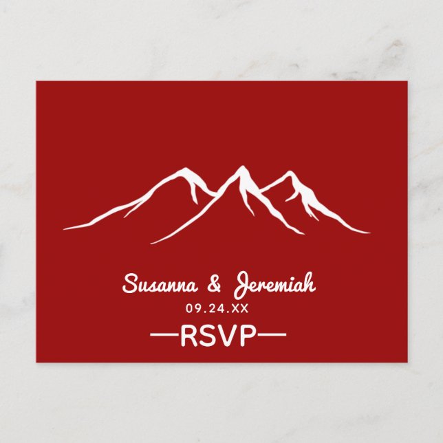 Rustic Country Mountain Deer Wedding RSVP Invitation Postcard (Front)