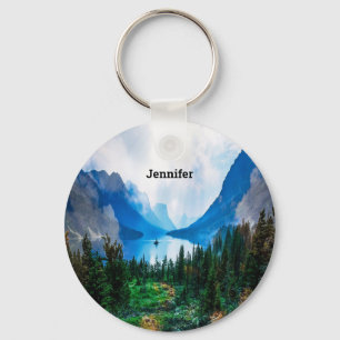 Rustic Country Mountains Nature Scene Photography Key Ring