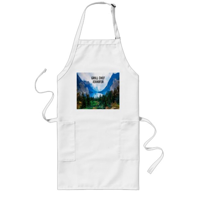Rustic Country Mountains Nature Scene Photography Long Apron (Front)