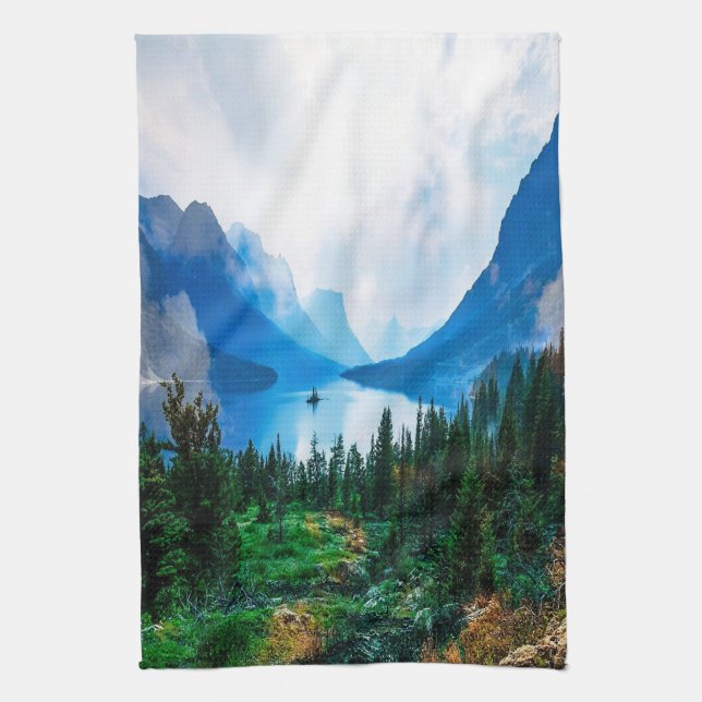 Rustic Country Mountains Nature Scene Photography Tea Towel (Vertical)