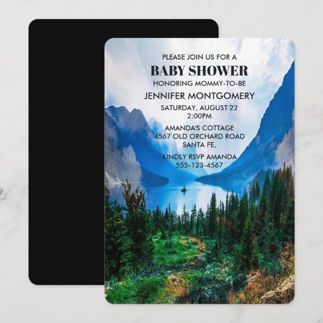 Rustic Country Mountains Scenic Nature Baby Shower Invitation (Front/Back)