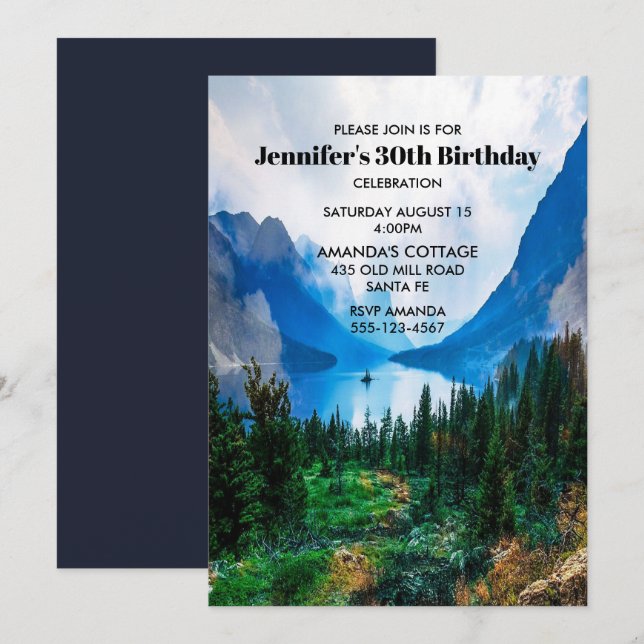 Rustic Country Mountains Scenic Nature Birthday Invitation (Front/Back)