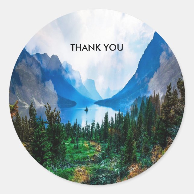 Rustic Country Mountains Scenic Nature Classic Round Sticker (Front)