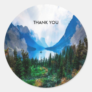 Rustic Country Mountains Scenic Nature Classic Round Sticker