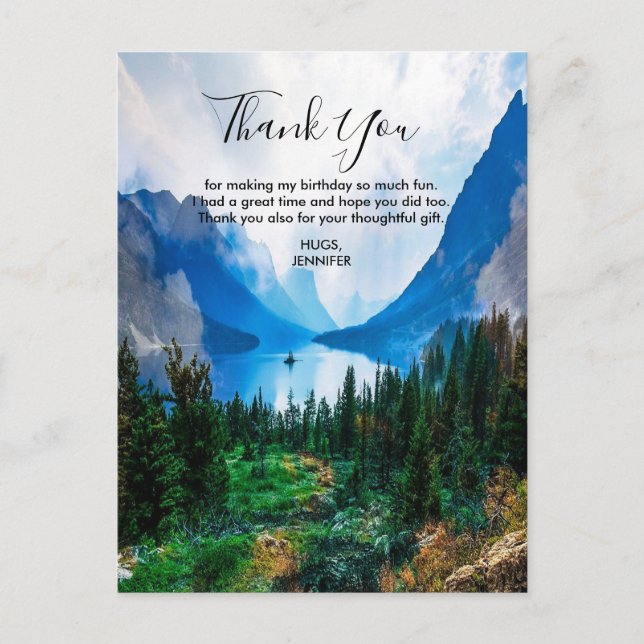Rustic Country Mountains Scenic Nature Thank You Postcard (Front)