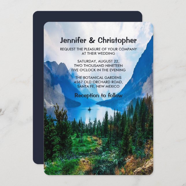 Rustic Country Mountains Scenic Nature Wedding Invitation (Front/Back)