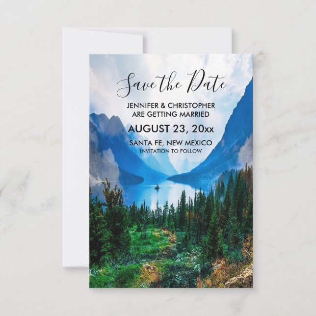 Rustic Country Mountains Scenic Nature Wedding Save The Date (Front)