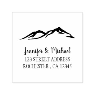 Rustic country mountains wedding bride and groom self-inking stamp