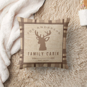 Rustic Country Name Cabin in the Woods Cushion