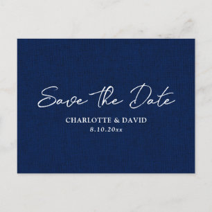 Rustic Country Navy Blue Wedding Save The Date Announcement Postcard