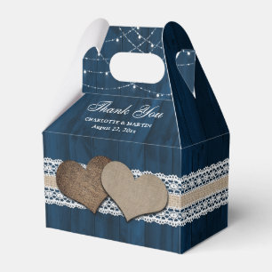Rustic Country Navy Blue Wedding Thank You Favour Box