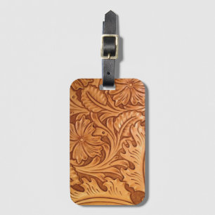 rustic country old west cowboy western leather luggage tag