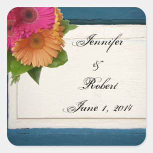 Rustic Country Painted Wood Daisies Envelope Seal