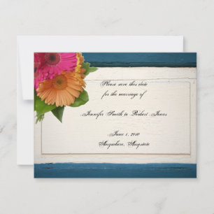 Rustic Country Painted Wood Daisies Save the Date