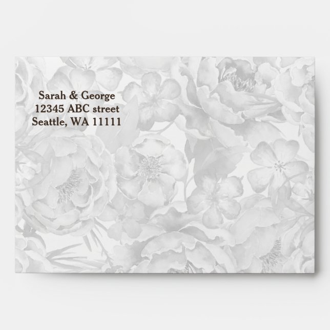 Rustic Country Peony Barn Wood Wedding Envelopes (Front)