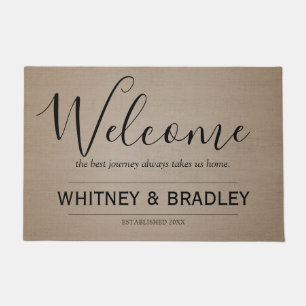 Rustic Country Personalised Name Welcome Doormat