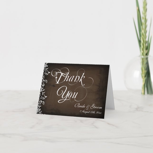 Rustic Country Personalised Wedding Thank You Card (Front)