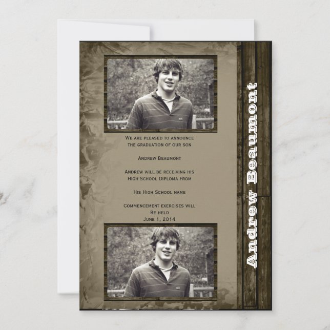 Rustic Country Photo Graduation Announcement (Front)