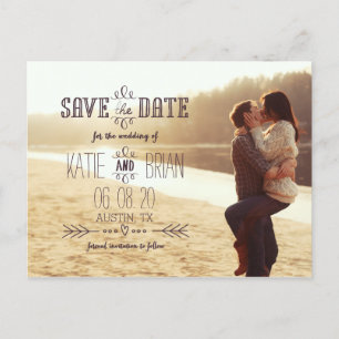 Rustic Country Photo Save the Date Postcard