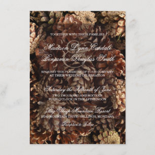 Rustic Country Pine Cone Wedding Invitations