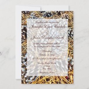 Rustic Country Pine Cones Camo Wedding Invitations