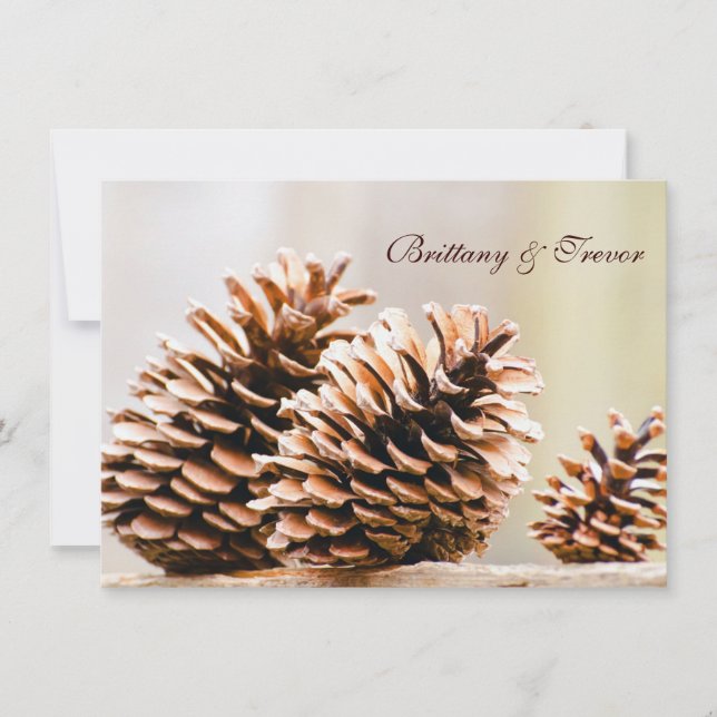 Rustic Country Pine Cones Fall Wedding Invitations (Front)