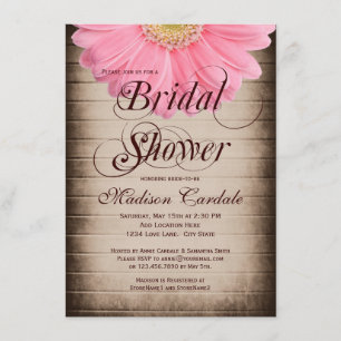 Rustic Country Pink Daisy Bridal Shower Invitation