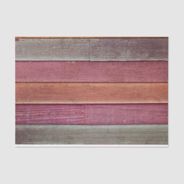 Rustic Country Pink Orange Wood Grain Texture Tissue Paper (Front)