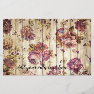 Rustic Country Pink Roses Journal Scrapbook Paper