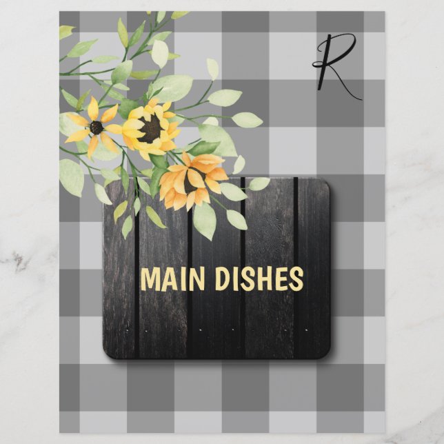 Rustic country plaid recipe organiser divider (Front)