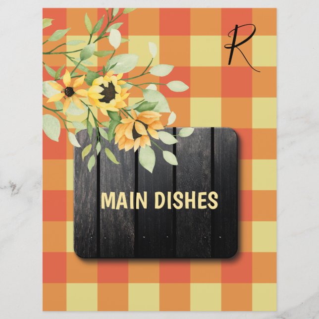 Rustic country plaid recipe organiser divider (Front)