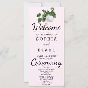 Rustic Country Plant Leaves Purple Wedding Program