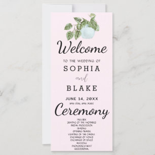 Rustic Country Plant Leaves Purple Wedding Program