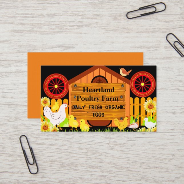 Rustic Country Poultry Farm Farmhouse Organic Eggs Business Card (Front/Back In Situ)