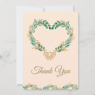 Rustic Country Pretty Greenery Wreath Script Thank You Card