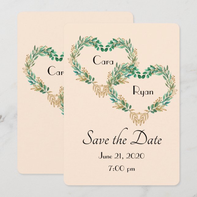 Rustic Country Pretty Greenery Wreath wedding Invitation (Front/Back)