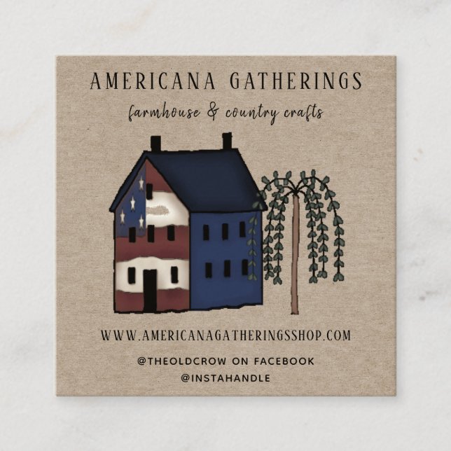 Rustic Country Primitive Americana Business Card  (Front)