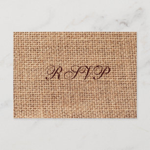 Rustic Country Printed Burlap Wedding RSVP Cards