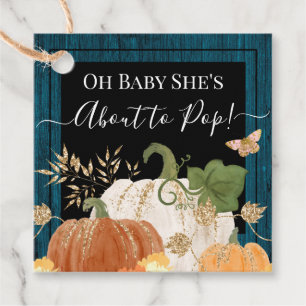 Rustic Country Pumpkin Baby Shower Pop Favour Tags