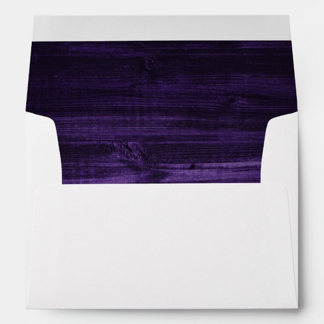 Rustic Country Purple Wood Lined Wedding Envelope (Back (Bottom))