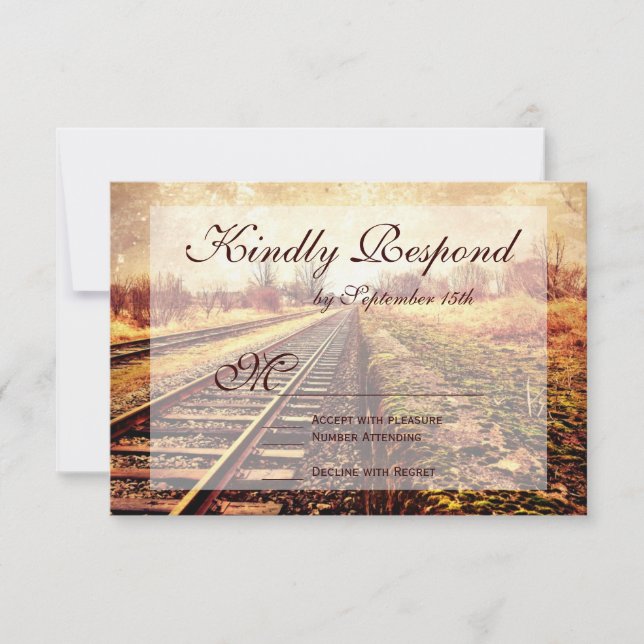 Rustic Country Railroad Tracks Wedding RSVP Cards (Front)