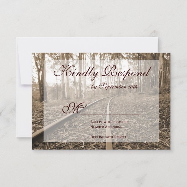 Rustic Country Railroad Tracks Wedding RSVP Cards (Front)