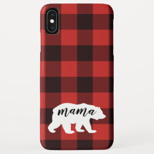 Rustic Country Red & Black Flannel Mama Bear iPhone XS Max Case