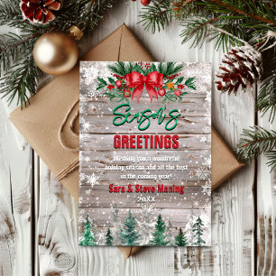 Rustic Country red bow tie Holiday Christmas Card