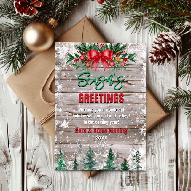 Rustic Country red bow tie Holiday Christmas Card (Creator Uploaded)