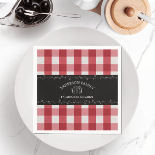 Rustic Country Red Gingham Black Chalkboard Napkin
