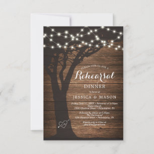 Rustic Country Rehearsal Dinner Invite Card Lights