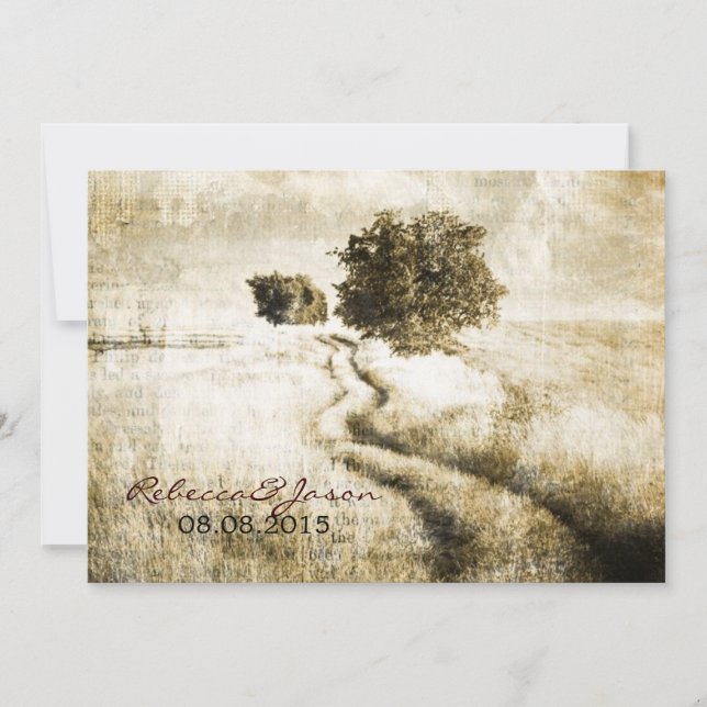 Rustic country Road western outdoor wedding Invitation (Front)