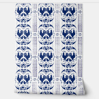 Rustic Country Rooster and Barn Pattern Blue White