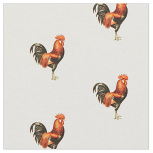 Rustic Country Rooster Pattern Fabric